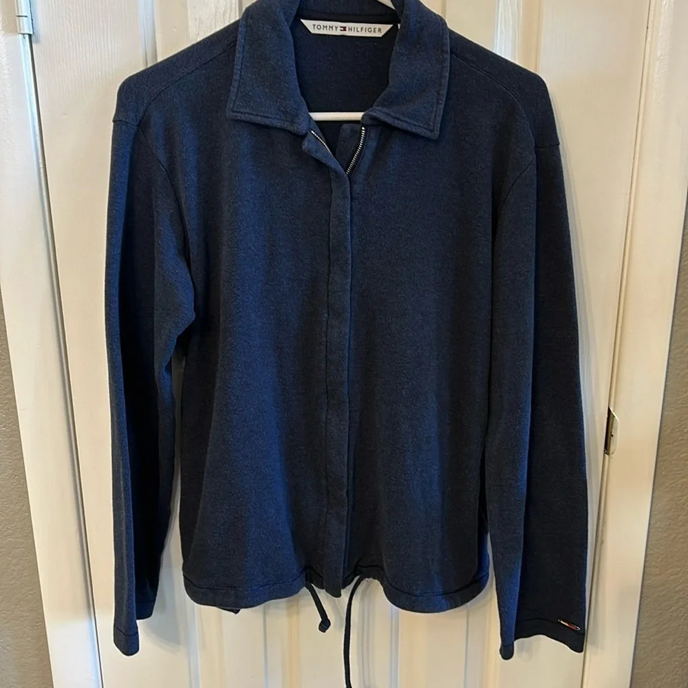 Tommy Hilfiger Women’s M Navy Blue Collared Zip Up Front Two Pocket Jacket